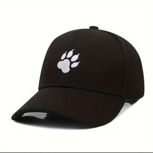 Dog Paw Embroidered Baseball Cap Unisex Casual Outdoor Hat, Simple Adjustable